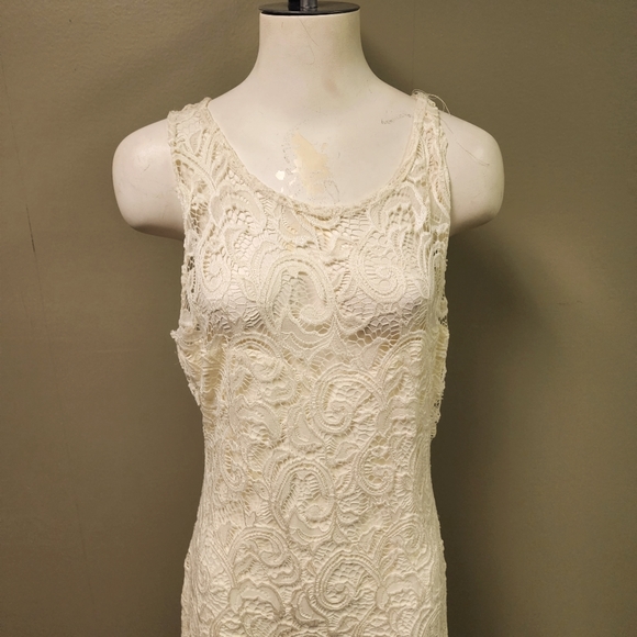 Wishful Park Ivory Embroidered Lace Scalloped Hemline Sleeveless Dress Sz XXL - Picture 5 of 14